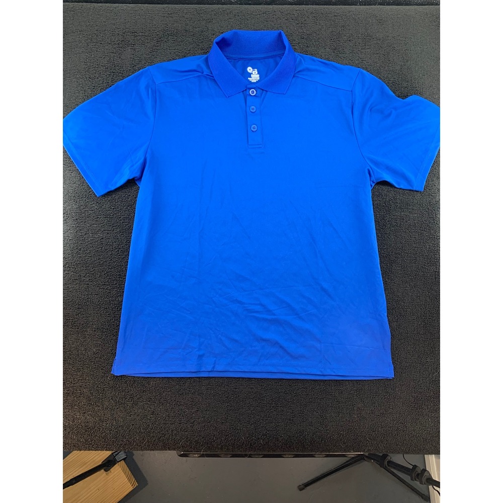 Badger Sport Royal Blue Polyester Spandex Short Sleeve Polo‎ Shirt Men's Medium